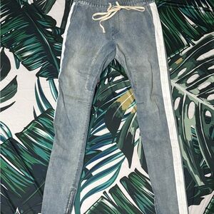 Men's Blue Jeans with White Stripe